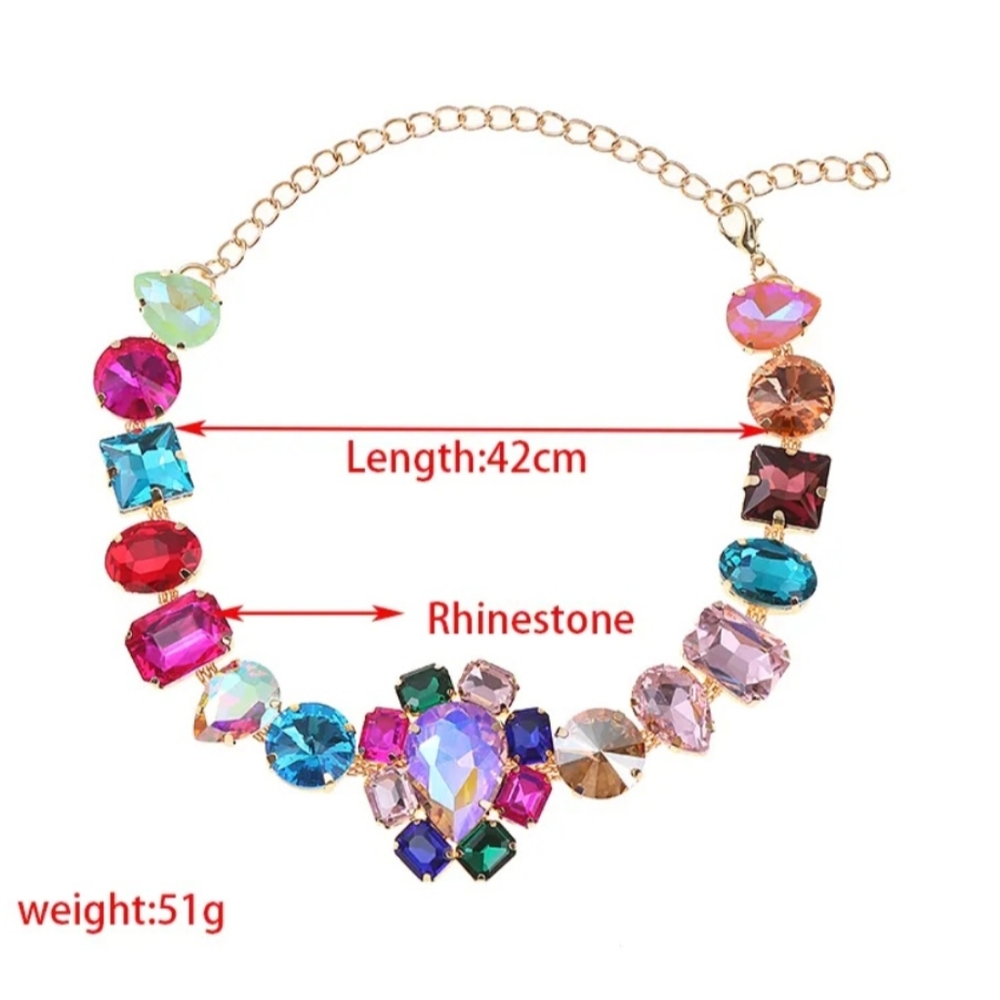 Beautiful Colorful Rhinestone Necklace - Picture 6 of 7
